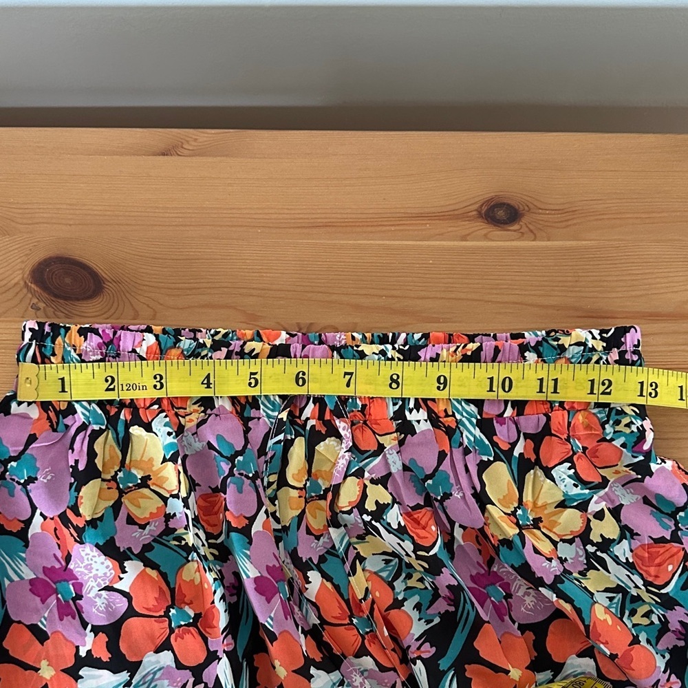 WITSMILE Floral Pleated Midi Skirt Elastic Waist A-Line with Pockets - Picture 5 of 8